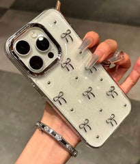 Transparent Bow Glittery Shimmer Case For IPhone Models