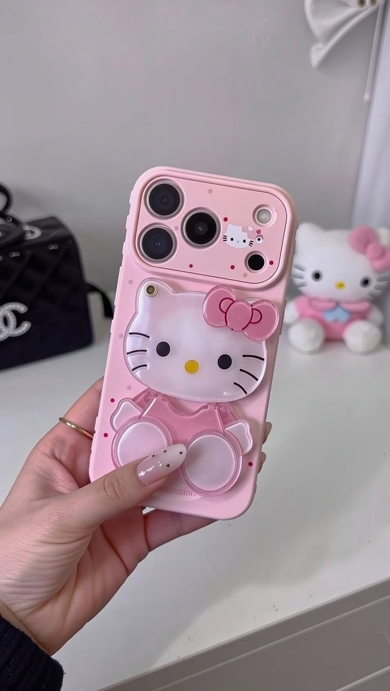 3D Sparkling Luxury Kitty stand mirror case