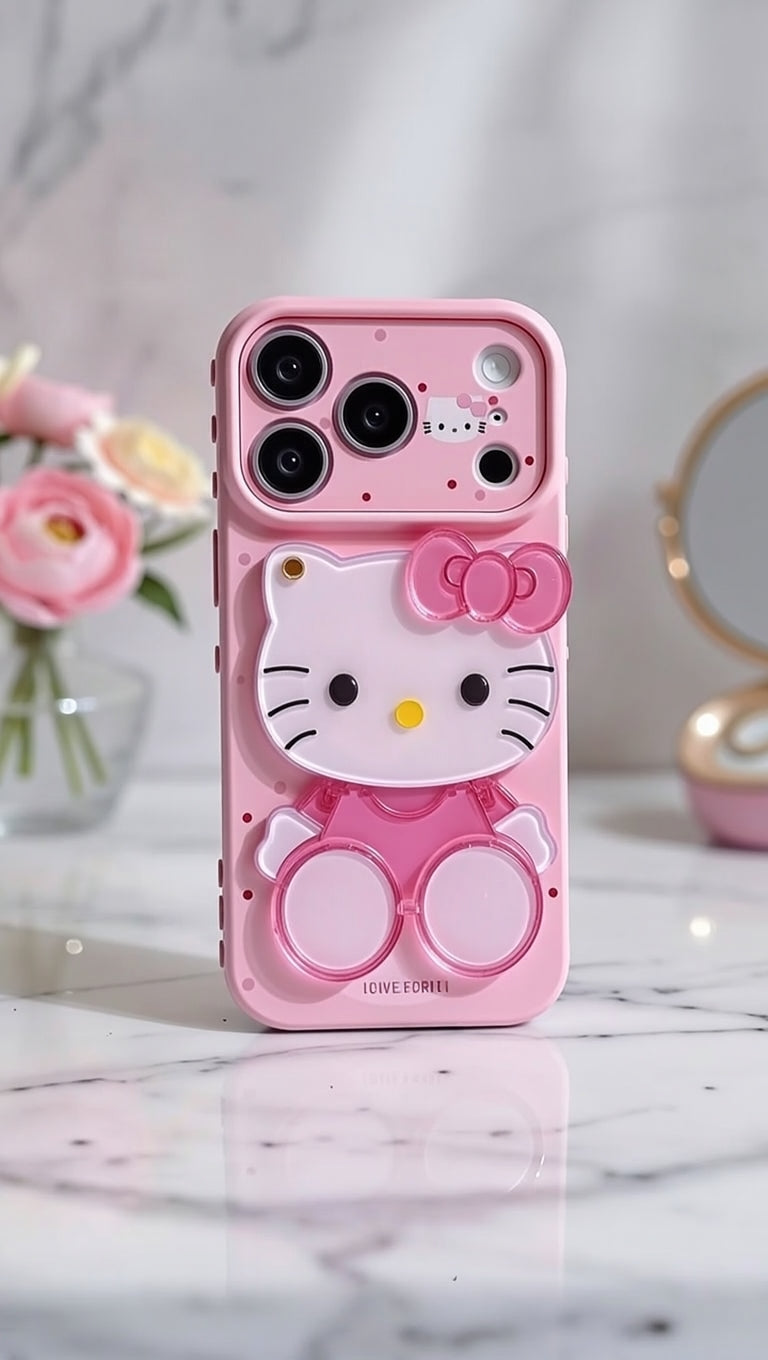 3D Sparkling Luxury Kitty stand mirror case