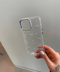 Transparent Bow Glittery Shimmer Case For IPhone Models