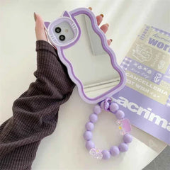 3D Purple Mirror iPhone Case with Beaded Chain
