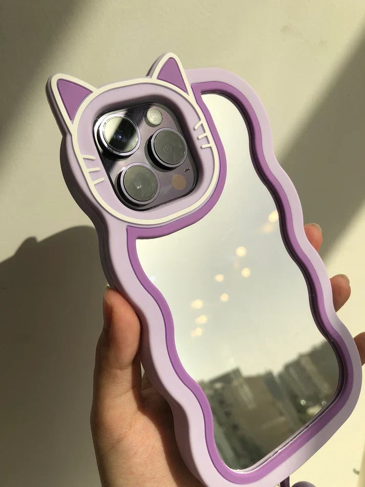 3D Purple Mirror iPhone Case with Beaded Chain
