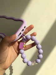3D Purple Mirror iPhone Case with Beaded Chain