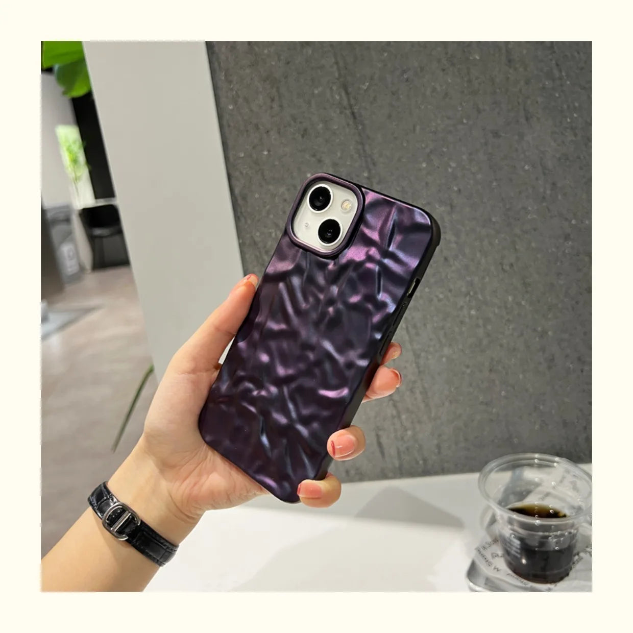 Luxury 3D Matte Plating Purple Foil Phone Case for iPhone