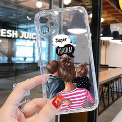Customise printed PNG SUPER Mama ( mom of girls) Semi-Transparent premium quality case for all models ( Write your phone model in Order special instructions )