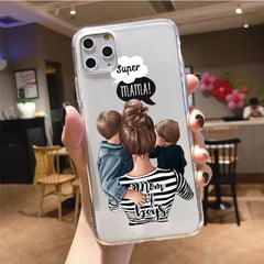 Customise printed PNG SUPER Mama (Mom of Boys) Semi-Transparent premium quality case for all models ( Write your phone model in Order special instructions )