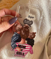 Customise printed PNG SUPER Mama ( mom of girls) Semi-Transparent premium quality case for all models ( Write your phone model in Order special instructions )